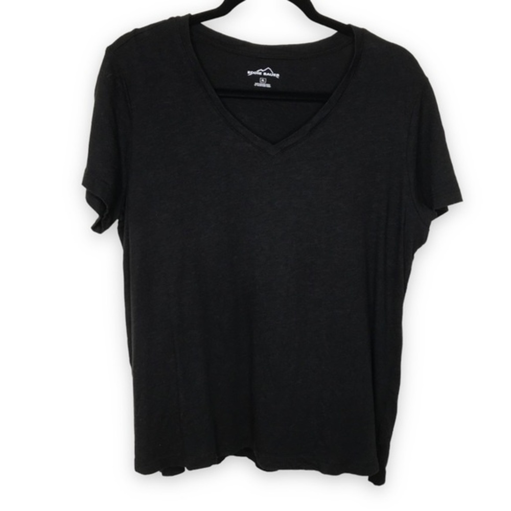 Eddie Bauer V Neck Short Sleeve T Shirt Women's Size XL Basic Layering Casual